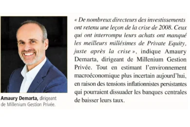 Private equity : « Détenir des fonds ne suffit plus à construire une stratégie », selon Amaury Demarta (Millenium Gestion Privée)