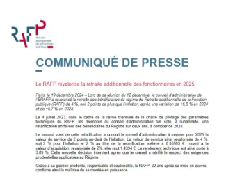 Le RAFP revalorise la retraite additionnelle des fonctionnaires en 2025