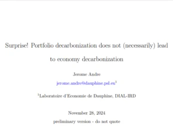Portfolio decarbonization does not (necessarily) lead to economy decarbonization